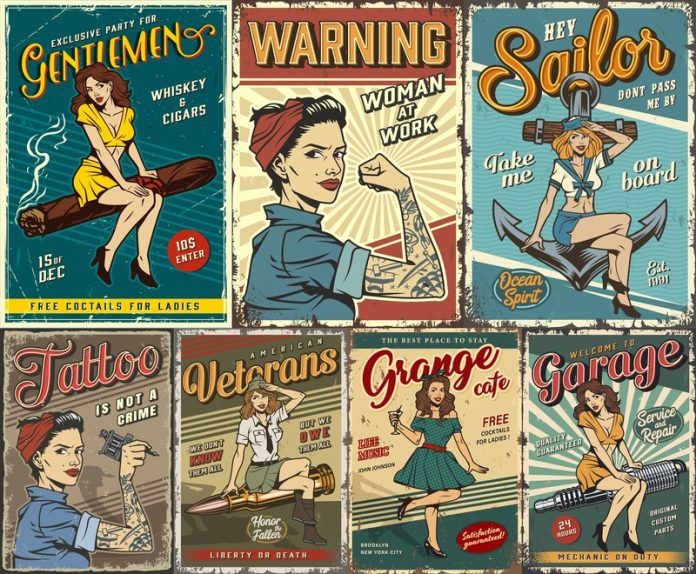 pin up poster con varie pin-up