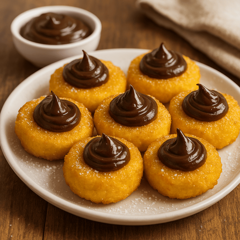 Frittelle di polenta con crema al cioccolato