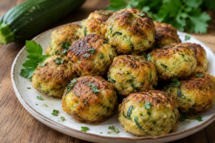 Polpette dorate di zucchine ed erbe Pochi ingredienti per ottime polpette di zucchine